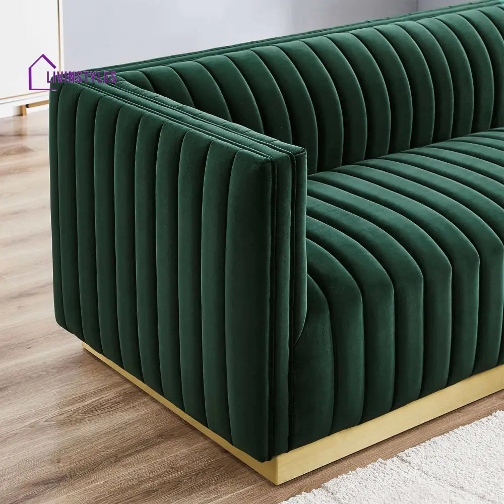 Deepika Green Three Seater Sofa For Living Room