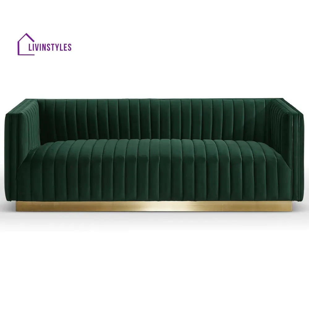 Deepika Green Three Seater Sofa For Living Room