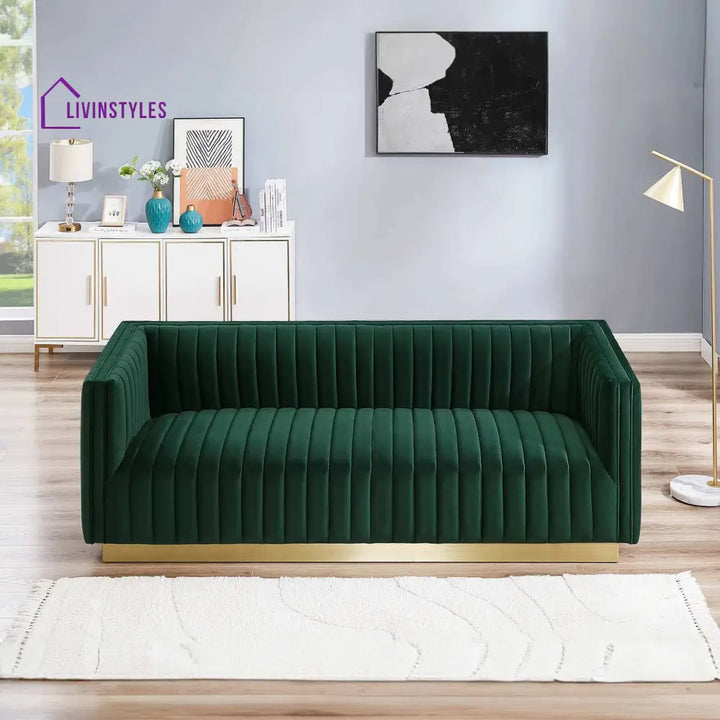 Deepika Green Three Seater Sofa For Living Room