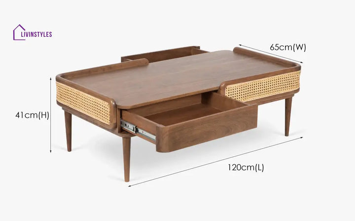 Deepika Kyoto Coffee Table | Wooden Bench With Storage Drawer