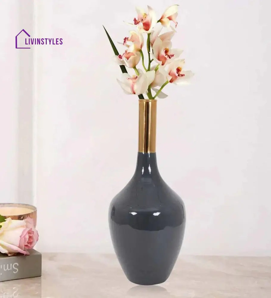 Deidra Dim Grey Brass Table Vase