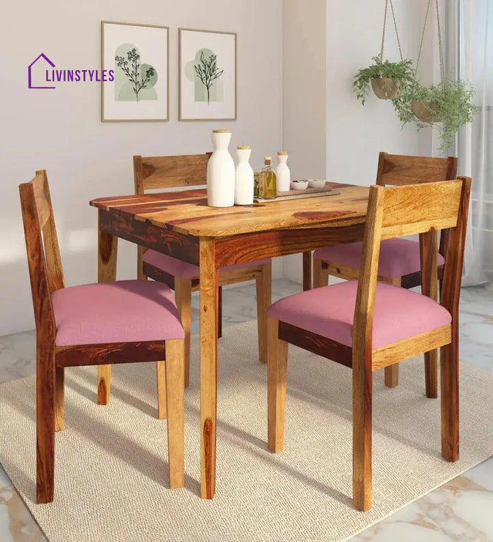 Denis Sheesham Wood 4 Seater Dining Set In Rustic Finish Dining Set