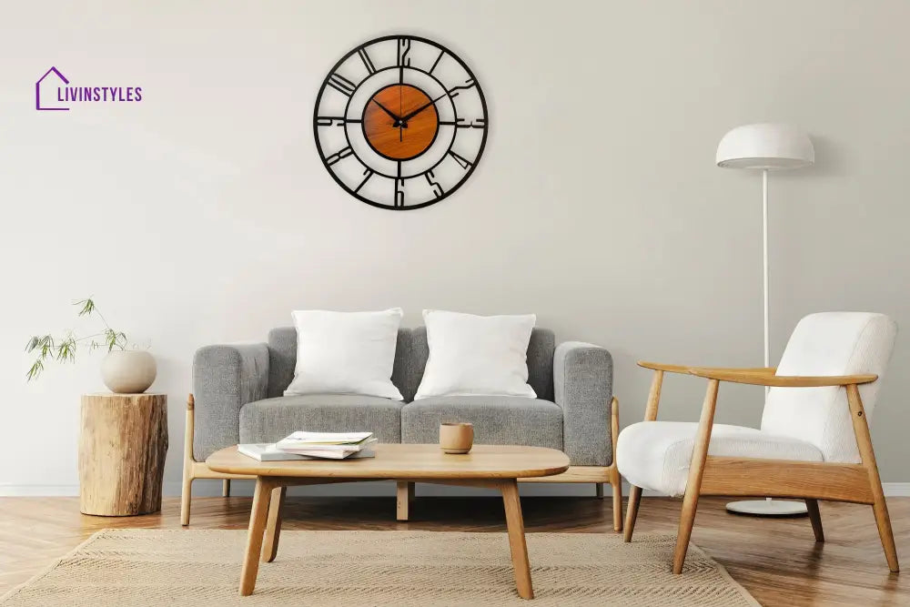 Designer Number Metal/Wooden Wall clock