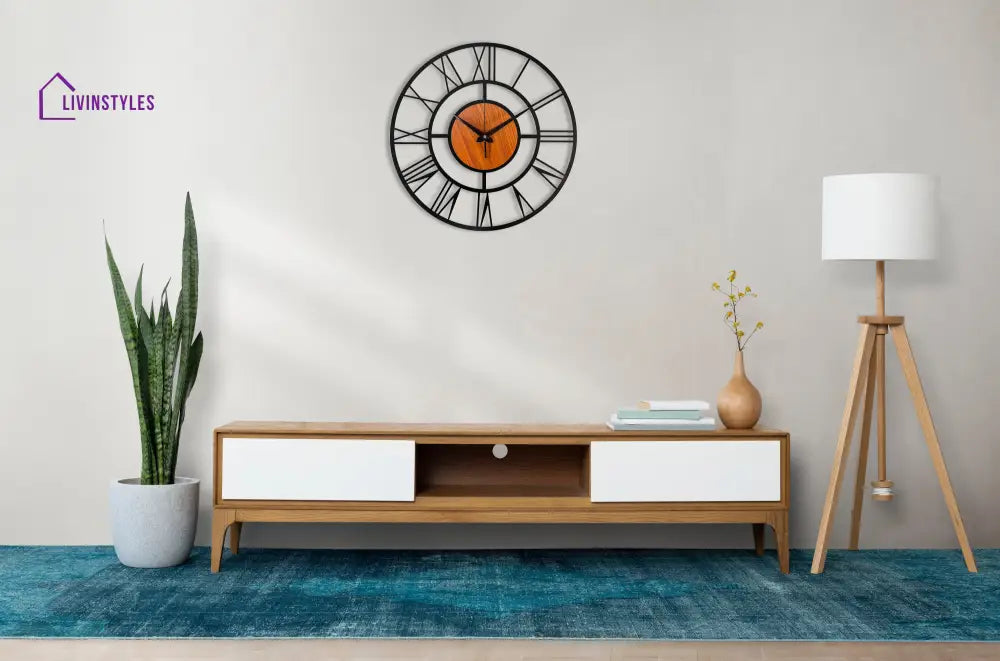 Designer Roman Metal/Wooden Wall clock