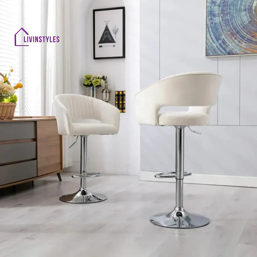 Devansh White Color Dee Swiel Adjustable Bar Stool