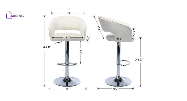 Devansh White Color Dee Swiel Adjustable Bar Stool