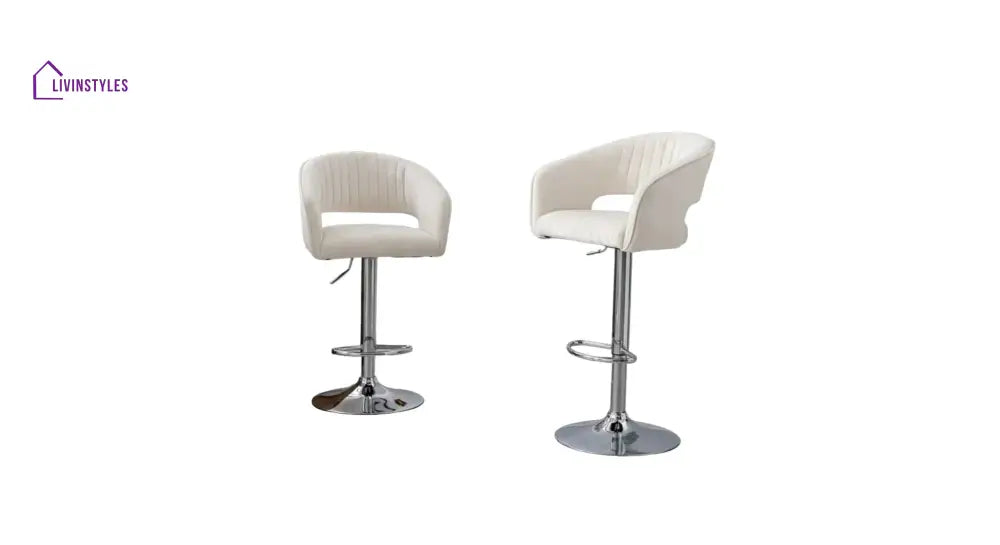 Devansh White Color Dee Swiel Adjustable Bar Stool