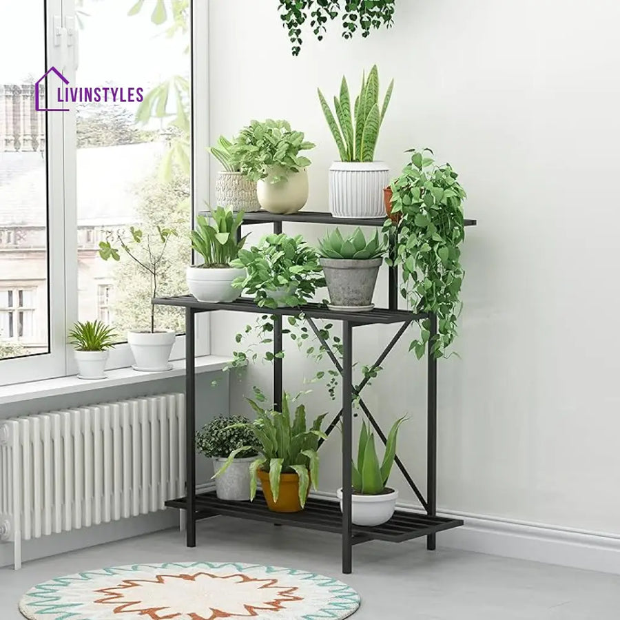 Devanshi Metal Black Plant Stand For Balcony