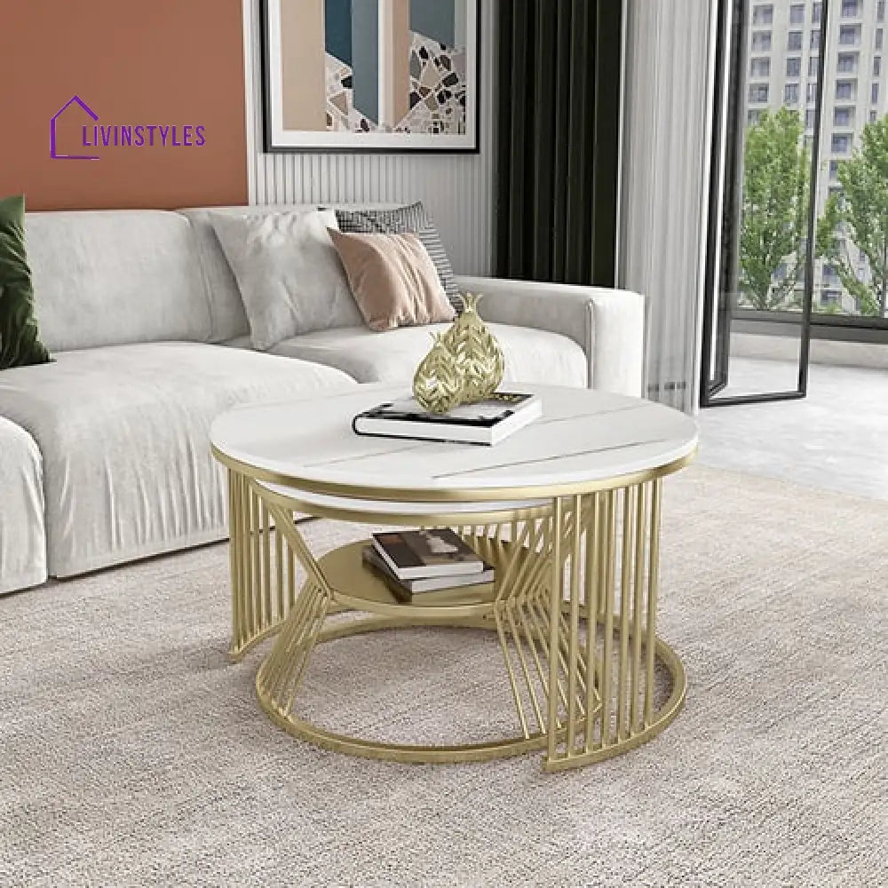 Devika Marble Top Metal Coffee Table