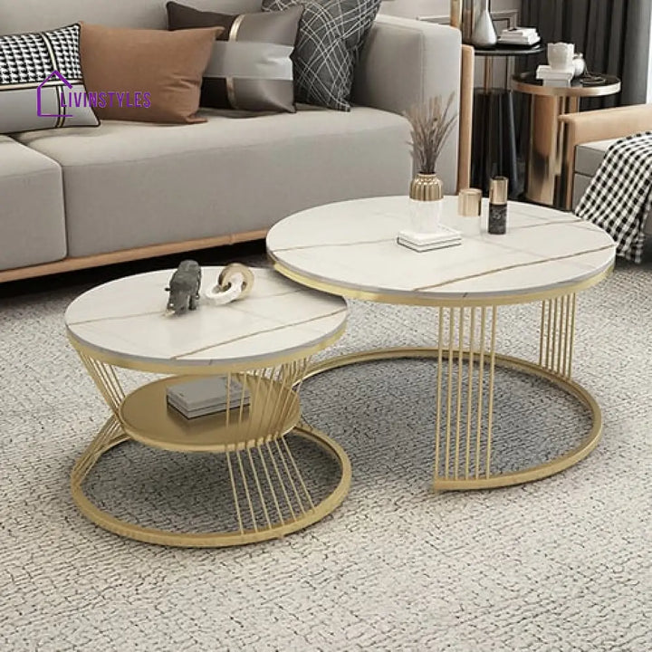 Devika Marble Top Metal Coffee Table