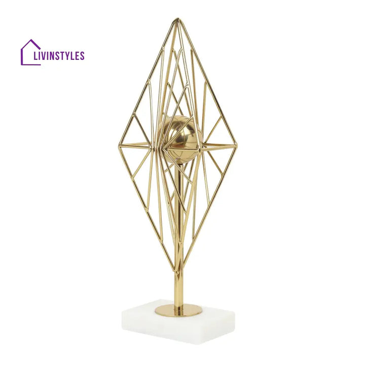 Diamond Prism Decor In Gold Table Decor