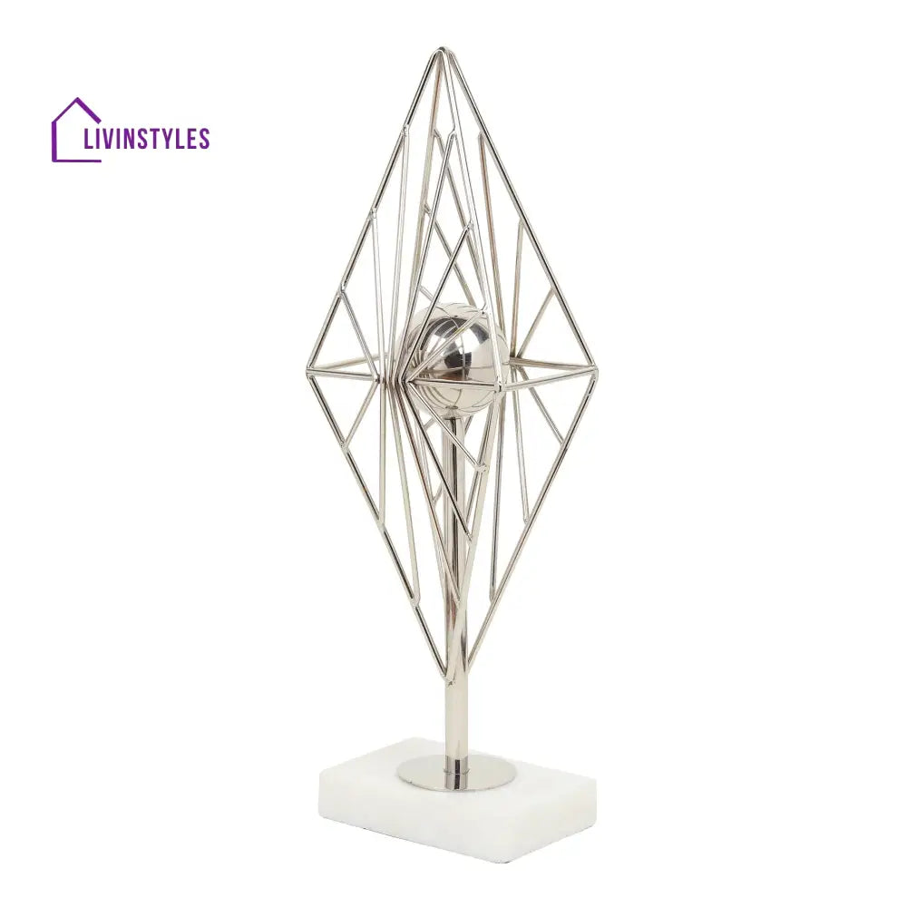 Diamond Prism Decor In Silver Table Decor