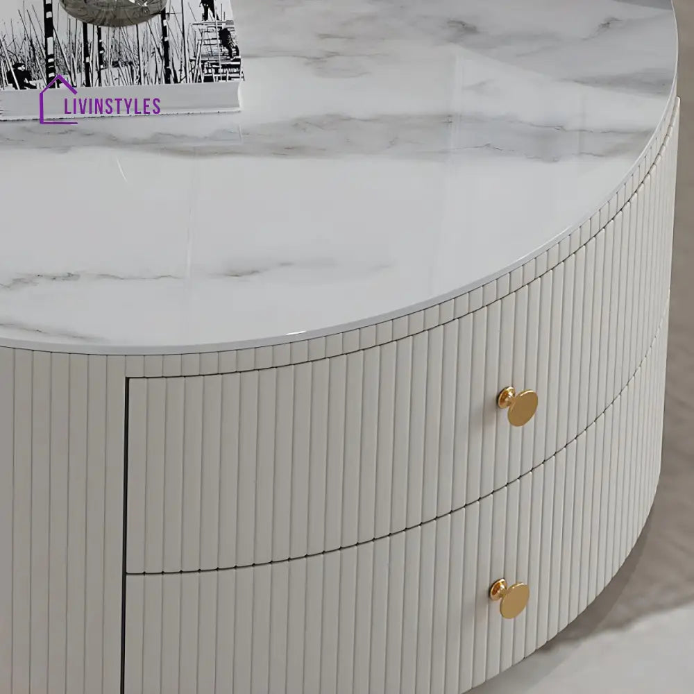 Diana Top Notch Round Nesting Table With Two Drawers