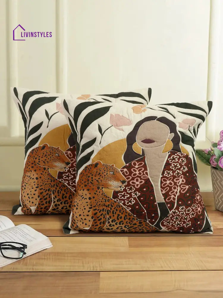 Digital Printed Cotton Cushion Cover Set Of 2 (20X20 Inch)