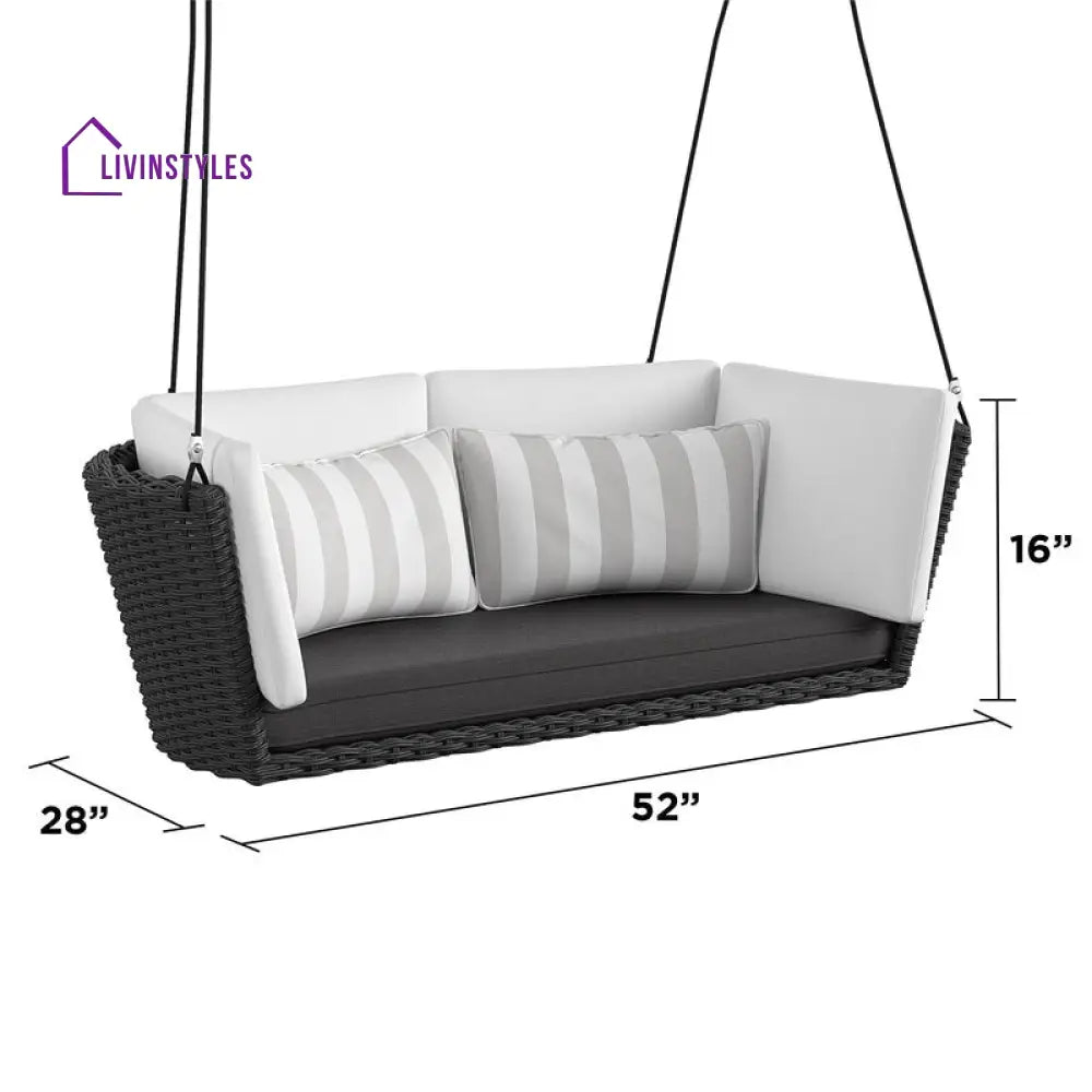 Diksha Double Seater Hanging Swing Without Stand For Balcony | Garden (Black) Swings