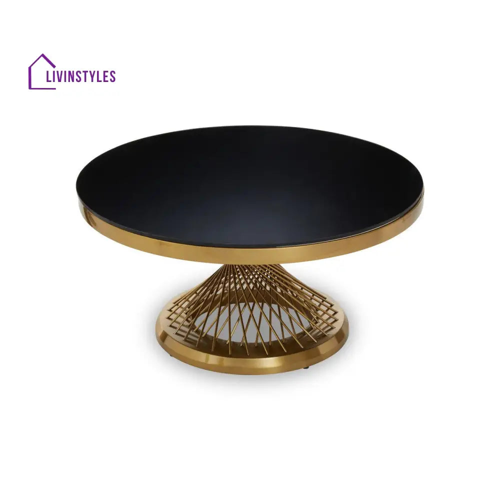 Dimple Glass Top Round Coffee Table For Living Room