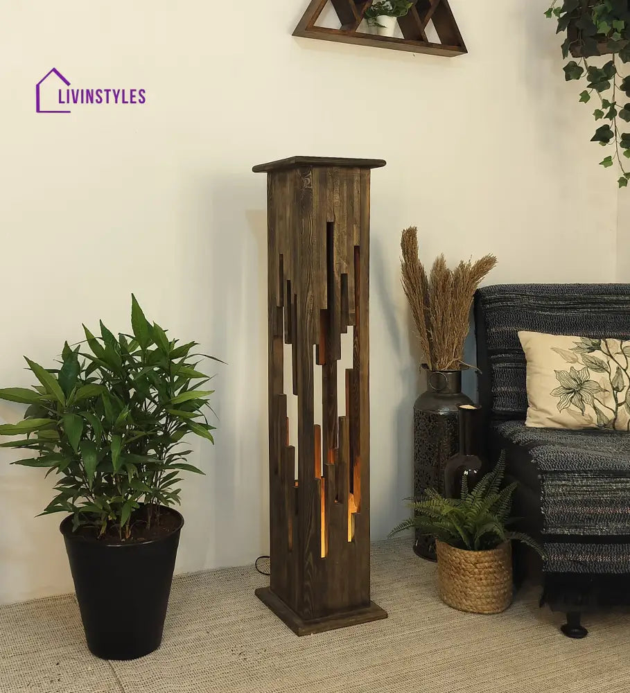 Disperse Wooden Floor Lamp With Brown Base Lamps