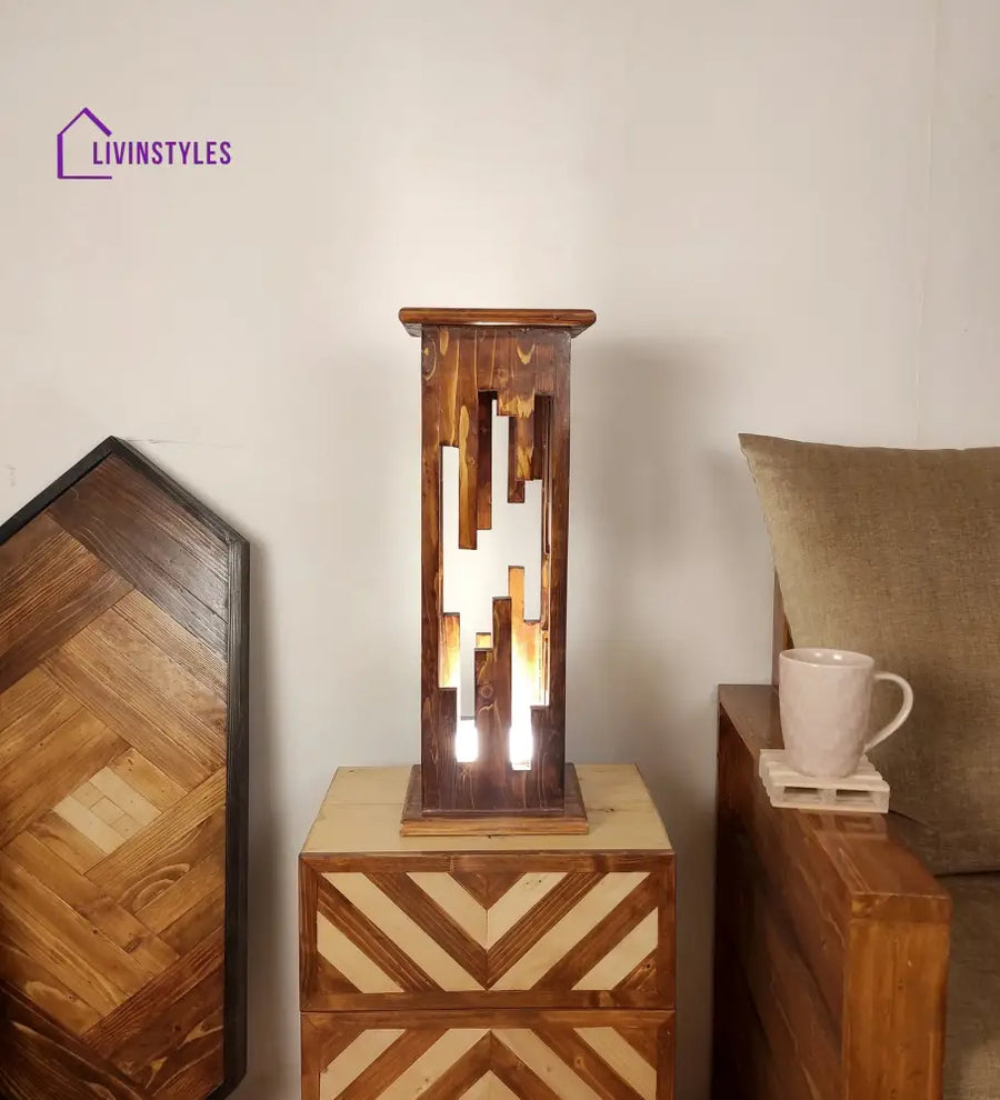 Disperse Wooden Table Lamp With Brown Base Lamps