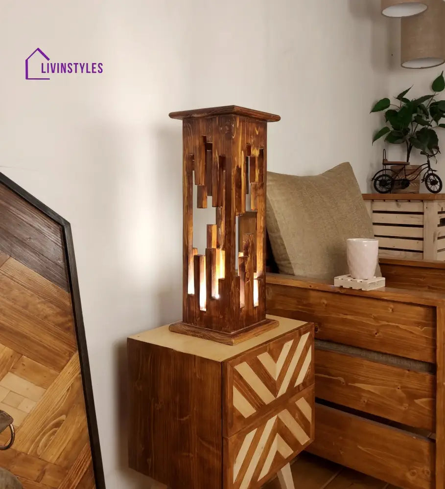 Disperse Wooden Table Lamp With Brown Base Lamps