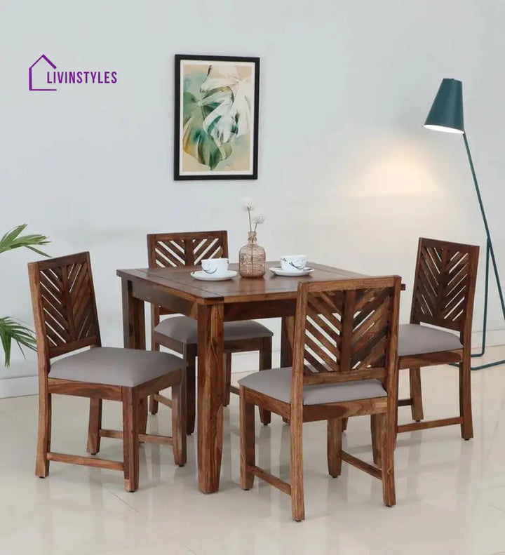 Dmitriy Sheesham Wood 4 Seater Dining Set In Rustic Finish Dining Set