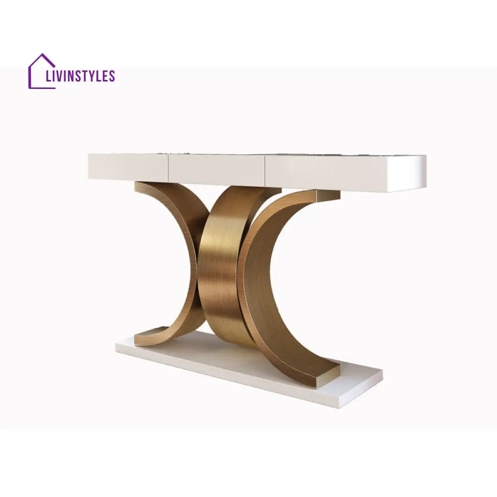 Dolly Modern Elegant Console Table With White Base