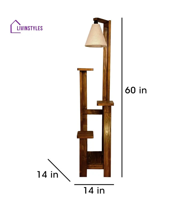 Dorian Wooden Floor Lamp With Brown Base And Jute Fabric Lampshade Lamps