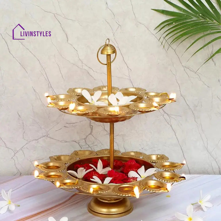 Double Lotus Layered Design Urli Diya