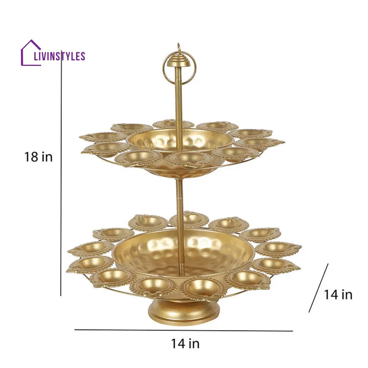 Double Lotus Layered Design Urli Diya