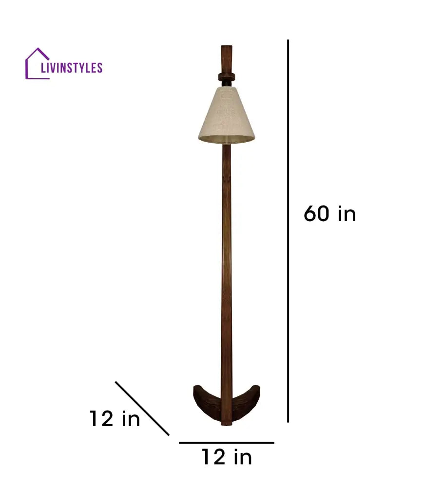 Druid Wooden Floor Lamp With Brown Base And Jute Fabric Lampshade Lamps