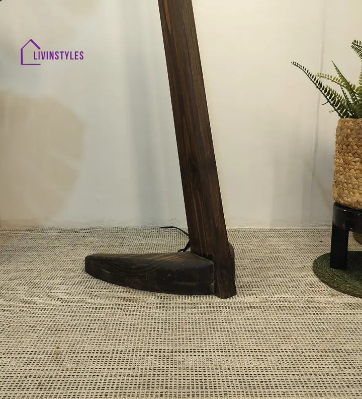 Druid Wooden Floor Lamp With Brown Base And Jute Fabric Lampshade Lamps