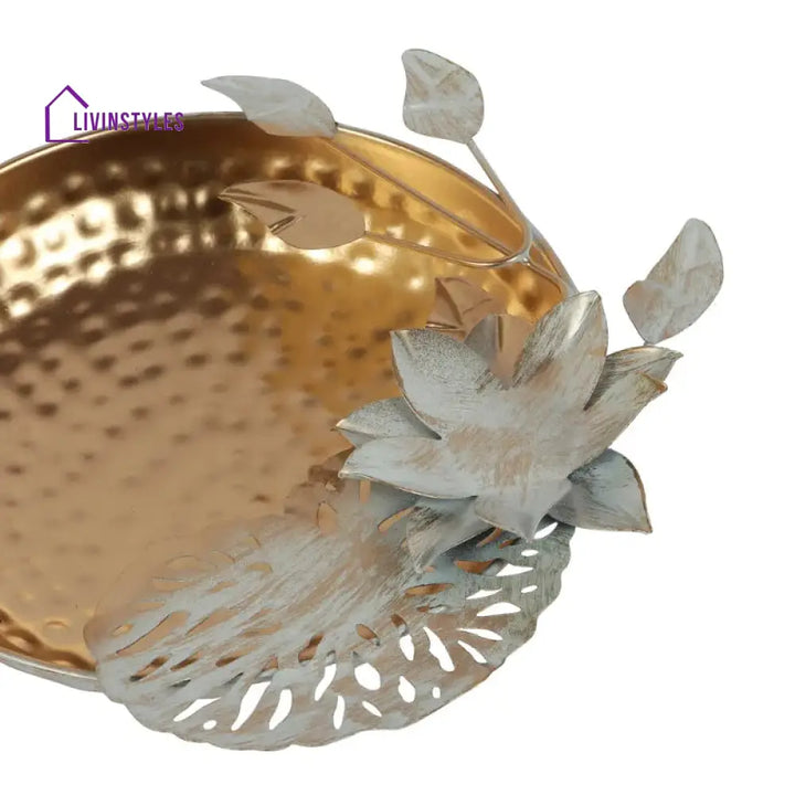 Dual Tone Decor White & Gold Urli Bowl