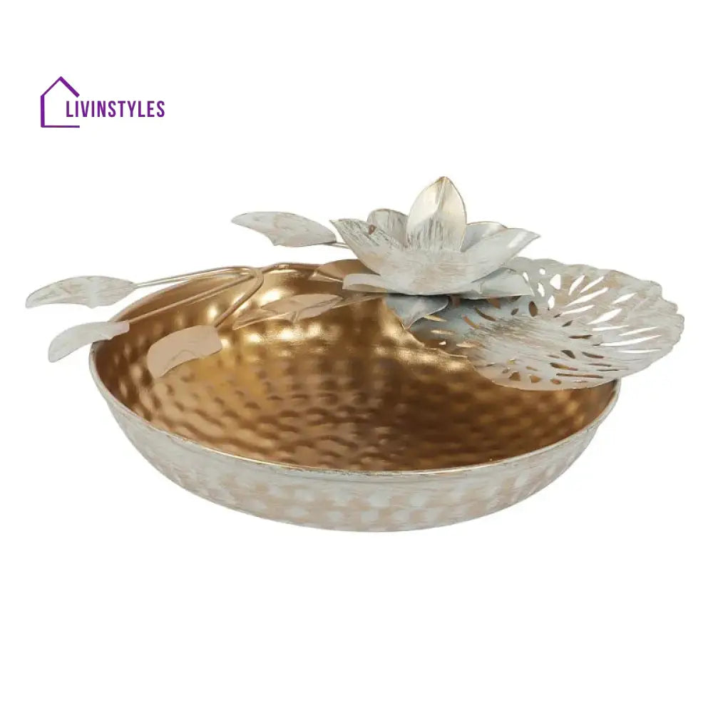 Dual Tone Decor White & Gold Urli Bowl