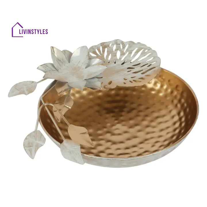 Dual Tone Decor White & Gold Urli Bowl