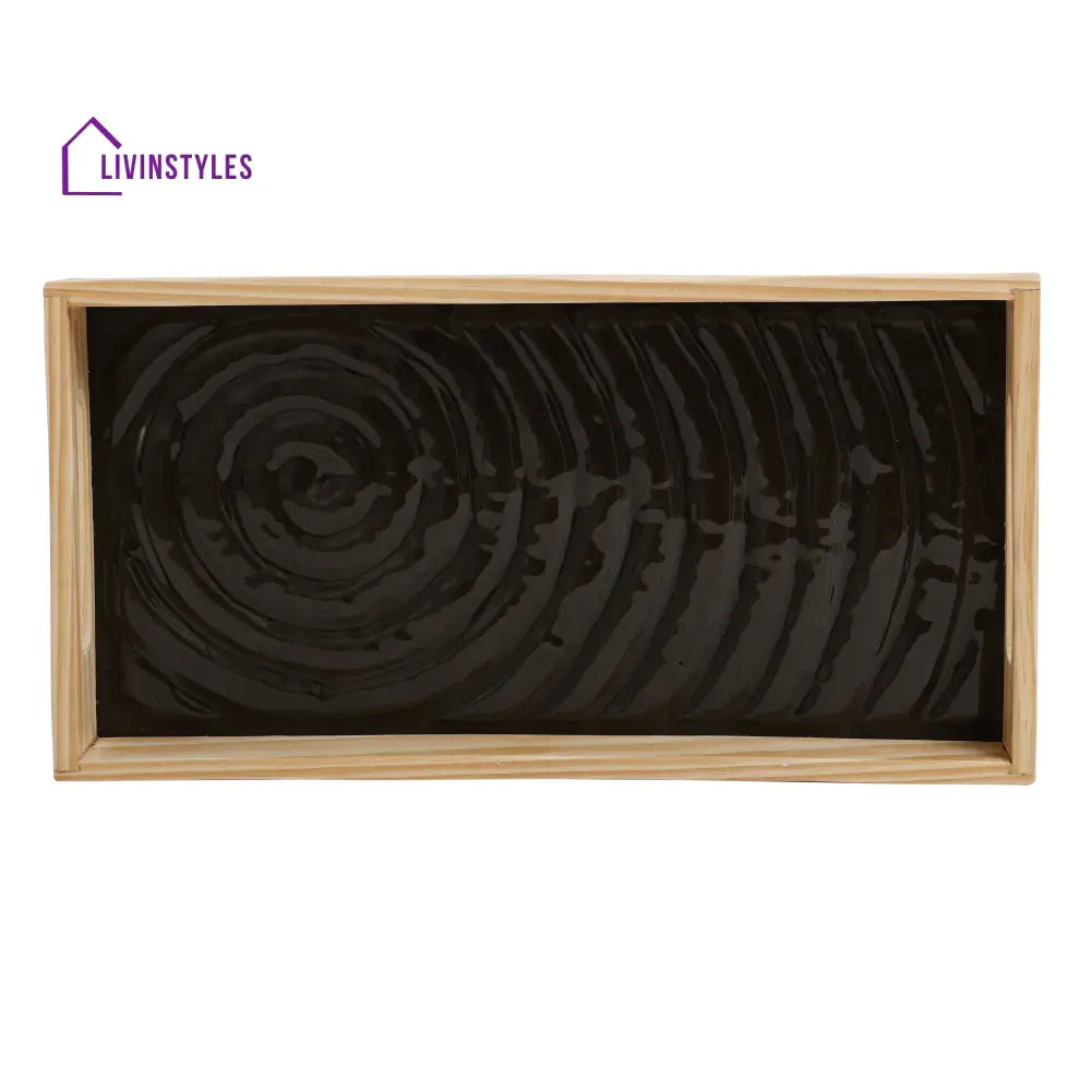 Duran Black Spiral Glass Tray Set Tray