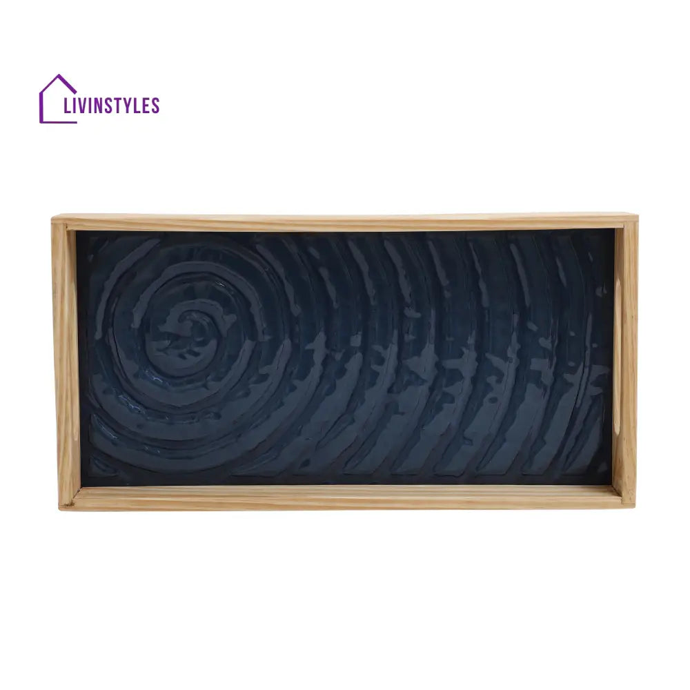 Duran Blue Spiral Glass Tray Set Tray