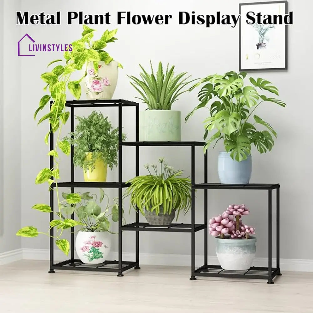 Eesha Metal Black Plant Stand For Balcony