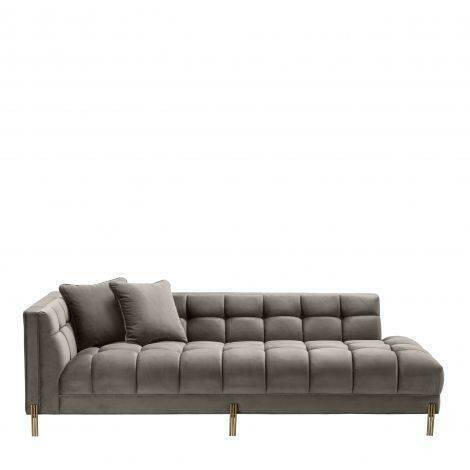 Potap Lounge Sofa Grey Velvet with Brushed Legs Left