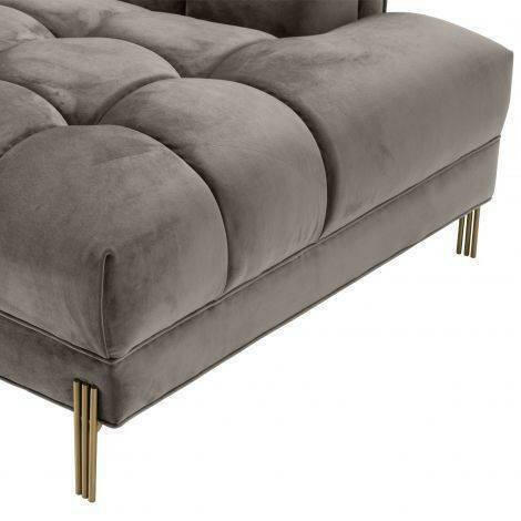 Potap Lounge Sofa Grey Velvet with Brushed Legs Left