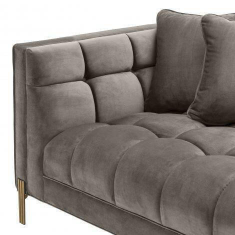 Potap Lounge Sofa Grey Velvet with Brushed Legs Left