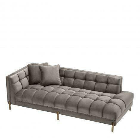 Potap Lounge Sofa Grey Velvet with Brushed Legs Left