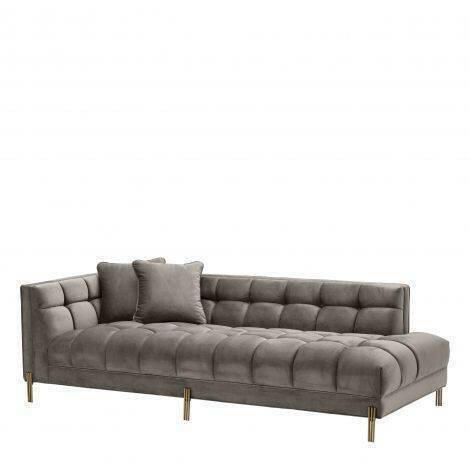 Potap Lounge Sofa Grey Velvet with Brushed Legs Left