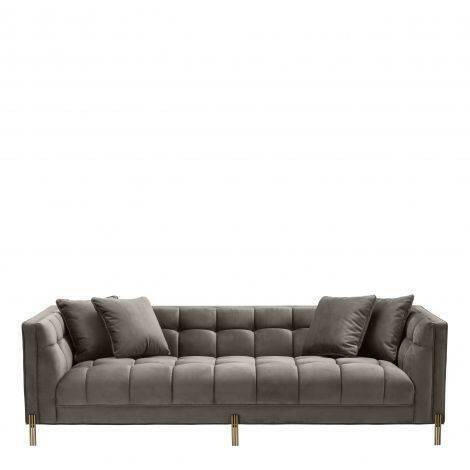 Osip Sofa Grey Velvet with Brushed Steel Legs