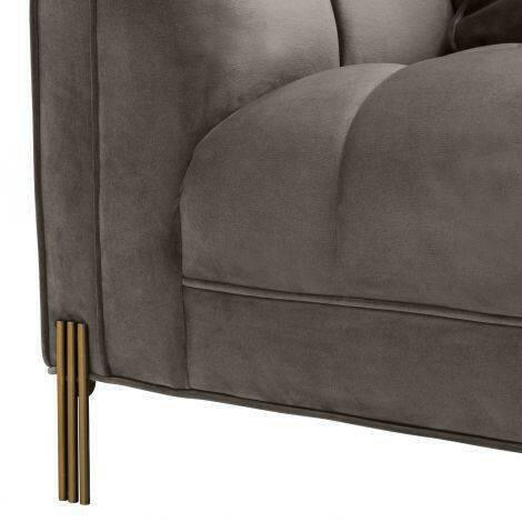 Osip Sofa Grey Velvet with Brushed Steel Legs