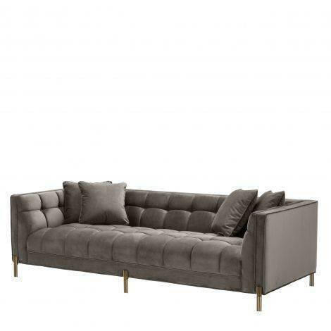 Osip Sofa Grey Velvet with Brushed Steel Legs