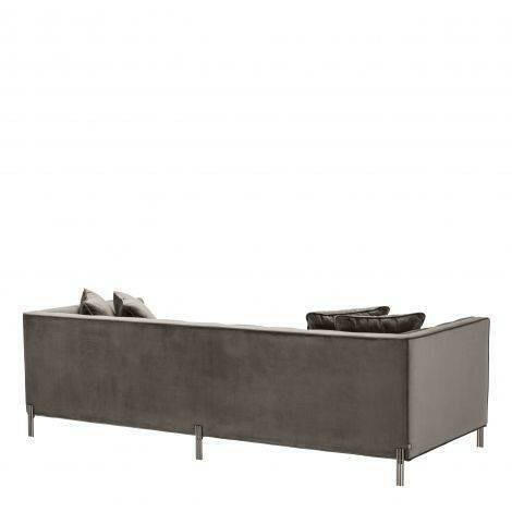 Osip Sofa Grey Velvet with Brushed Steel Legs