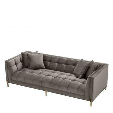 Osip Sofa Grey Velvet with Brushed Steel Legs