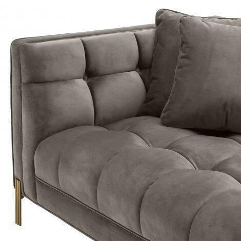 Osip Sofa Grey Velvet with Brushed Steel Legs