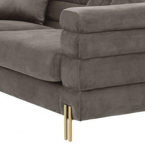 Kapiton Sofa York Sovana Grey Velvet and Steel Legs