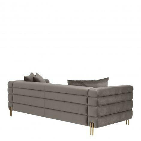 Kapiton Sofa York Sovana Grey Velvet and Steel Legs