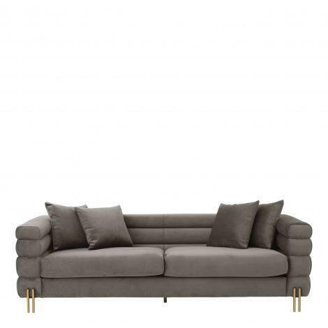 Kapiton Sofa York Sovana Grey Velvet and Steel Legs